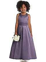 Front View Thumbnail - Lavender Sleeveless Pleated Skirt Satin Flower Girl Dress