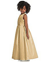 Side View Thumbnail - Venetian Gold Sleeveless Pleated Skirt Satin Flower Girl Dress