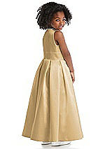 Rear View Thumbnail - Venetian Gold Sleeveless Pleated Skirt Satin Flower Girl Dress