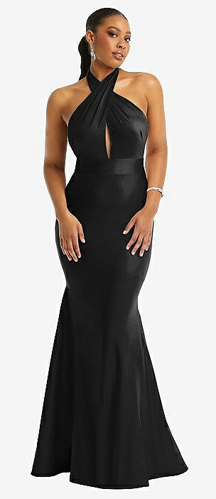 Black halter gown sale