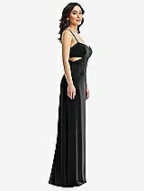 Side View Thumbnail - Black Spaghetti Strap Cutout Midriff Velvet Maxi Dress