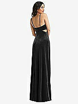 Rear View Thumbnail - Black Spaghetti Strap Cutout Midriff Velvet Maxi Dress