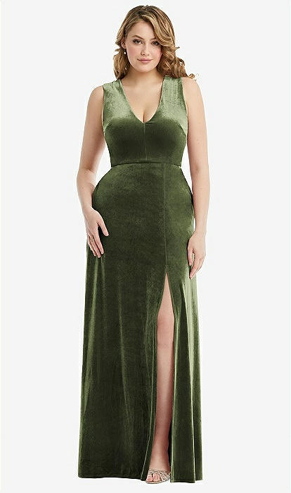 Olive green hotsell velvet dress