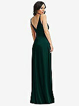 Rear View Thumbnail - Evergreen Skinny Strap Plunge Neckline Maxi Dress with Bow Detail