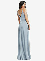 Rear View Thumbnail - Mist Skinny Strap Plunge Neckline Maxi Dress with Bow Detail