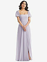 Front View Thumbnail - Moondance Puff Sleeve Chiffon Maxi Dress with Front Slit