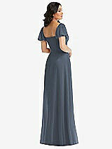 Rear View Thumbnail - Silverstone Puff Sleeve Chiffon Maxi Dress with Front Slit