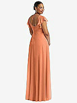 Rear View Thumbnail - Sweet Melon Flutter Sleeve Scoop Open-Back Chiffon Maxi Dress
