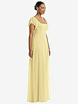 Side View Thumbnail - Pale Yellow Flutter Sleeve Scoop Open-Back Chiffon Maxi Dress