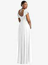 Rear View Thumbnail - White Flutter Sleeve Scoop Open-Back Chiffon Maxi Dress