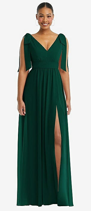 Green empire 2025 waist dress