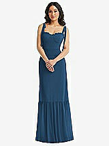 Alt View 2 Thumbnail - Dusk Blue Tie-Shoulder Bustier Bodice Ruffle-Hem Maxi Dress