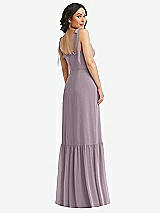 Rear View Thumbnail - Lilac Dusk Tie-Shoulder Bustier Bodice Ruffle-Hem Maxi Dress