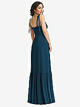 Rear View Thumbnail - Atlantic Blue Tie-Shoulder Bustier Bodice Ruffle-Hem Maxi Dress