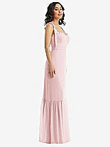 Side View Thumbnail - Ballet Pink Tie-Shoulder Bustier Bodice Ruffle-Hem Maxi Dress