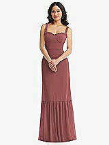 Alt View 1 Thumbnail - English Rose Tie-Shoulder Bustier Bodice Ruffle-Hem Maxi Dress