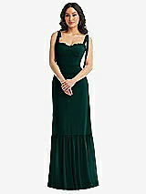 Alt View 2 Thumbnail - Evergreen Tie-Shoulder Bustier Bodice Ruffle-Hem Maxi Dress