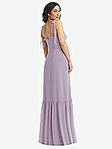 Rear View Thumbnail - Lilac Haze Tie-Shoulder Bustier Bodice Ruffle-Hem Maxi Dress