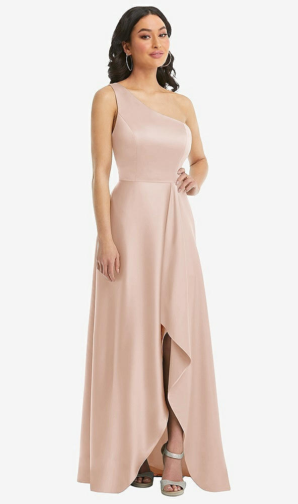 Front View - Cameo One-Shoulder High Low Maxi Dress with Pockets