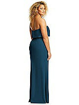Alt View 5 Thumbnail - Atlantic Blue Strapless Overlay Bodice Crepe Maxi Dress with Front Slit