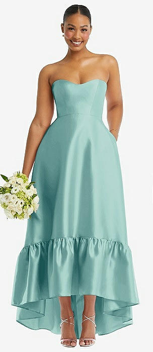 High low teal outlet bridesmaid dresses