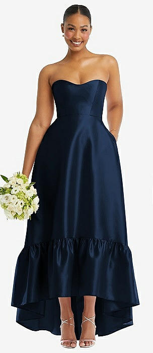 Tea length navy bridesmaid sales dresses