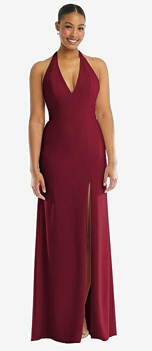 Burgundy halter hotsell neck dress