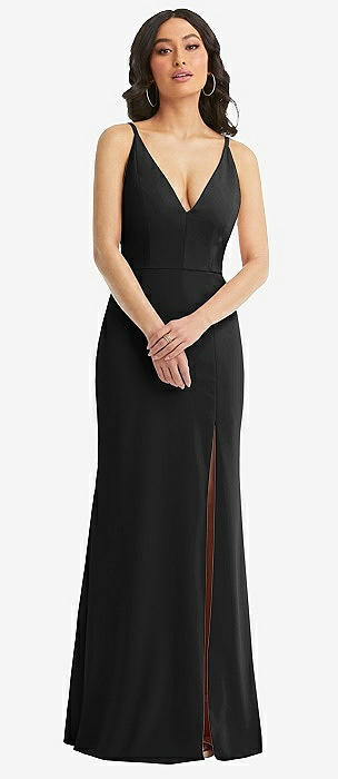 Black crepe 2024 bridesmaid dress