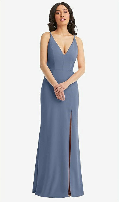 V neck trumpet clearance dress