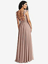 Front View Thumbnail - Neu Nude Shirred Cross Bodice Lace Up Open-Back Maxi Dress with Flutter Sleeves