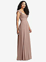 Side View Thumbnail - Neu Nude Shirred Cross Bodice Lace Up Open-Back Maxi Dress with Flutter Sleeves