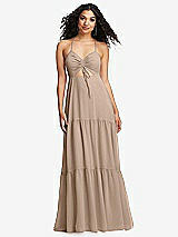 Alt View 2 Thumbnail - Topaz Drawstring Bodice Gathered Tie Open-Back Maxi Dress with Tiered Skirt