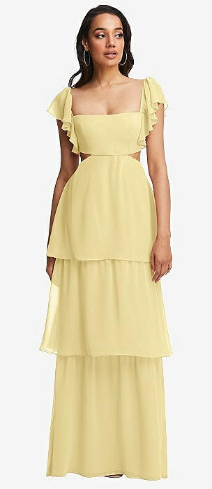 Pale Yellow Lux Chiffon Bridesmaid Dresses