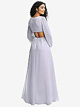 Rear View Thumbnail - Silver Dove Long Puff Sleeve Cutout Waist Chiffon Maxi Dress 