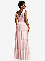 Alt View 3 Thumbnail - Ballet Pink Bow-Shoulder Faux Wrap Maxi Dress with Tiered Skirt