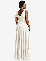 Alt View 3 Thumbnail - Ivory Bow-Shoulder Faux Wrap Maxi Dress with Tiered Skirt