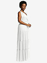 Alt View 2 Thumbnail - White Bow-Shoulder Faux Wrap Maxi Dress with Tiered Skirt