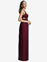 Side View Thumbnail - Cabernet Open Neck Cross Bodice Cutout  Maxi Dress with Front Slit