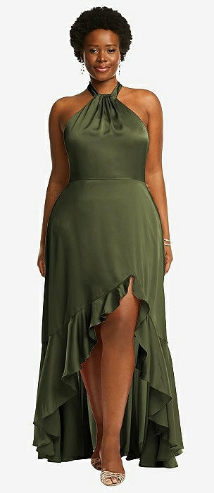 Olive green high low on sale dress