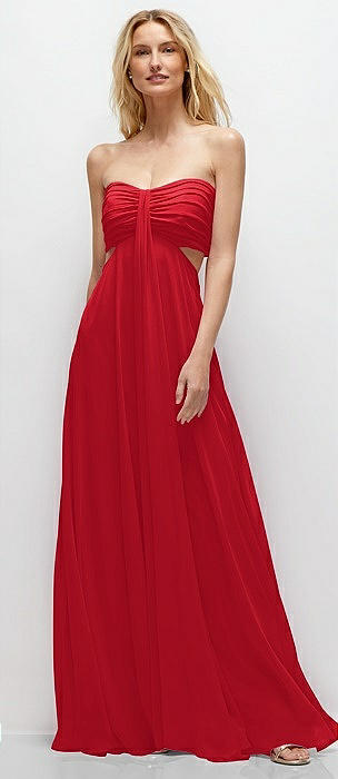 Parisian Red Empire Waist Bridesmaid Dresses