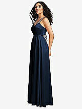 Side View Thumbnail - Midnight Navy Dual Strap V-Neck Lace-Up Open-Back Maxi Dress