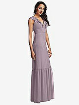 Side View Thumbnail - Lilac Dusk Tiered Ruffle Plunge Neck Open-Back Maxi Dress with Deep Ruffle Skirt