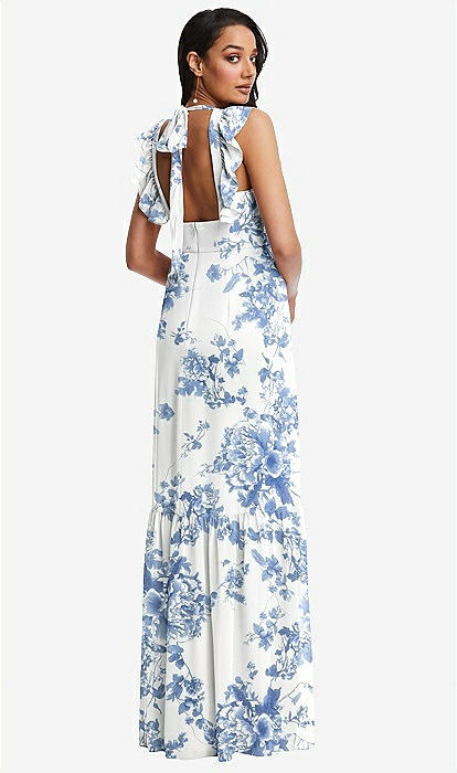 White and blue 2024 floral maxi dress