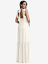 Rear View Thumbnail - Ivory Tiered Ruffle Plunge Neck Open-Back Maxi Dress with Deep Ruffle Skirt