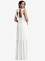 Rear View Thumbnail - White Tiered Ruffle Plunge Neck Open-Back Maxi Dress with Deep Ruffle Skirt