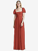 Front View Thumbnail - Amber Sunset Regency Empire Waist Puff Sleeve Chiffon Maxi Dress