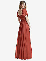 Rear View Thumbnail - Amber Sunset Regency Empire Waist Puff Sleeve Chiffon Maxi Dress