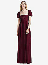 Front View Thumbnail - Cabernet Regency Empire Waist Puff Sleeve Chiffon Maxi Dress