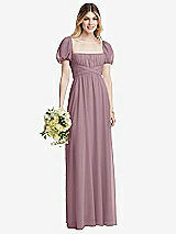 Alt View 1 Thumbnail - Dusty Rose Regency Empire Waist Puff Sleeve Chiffon Maxi Dress