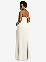 Rear View Thumbnail - Ivory Strapless Pleated Faux Wrap Trumpet Gown with Front Slit